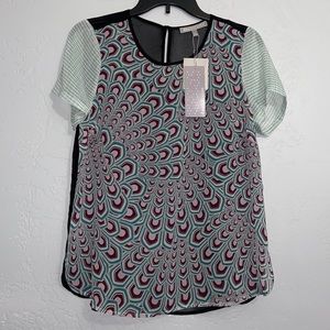 Daniel Rainn Sheer Blouse top Size Small with Detachable Black Strap Tank NWT